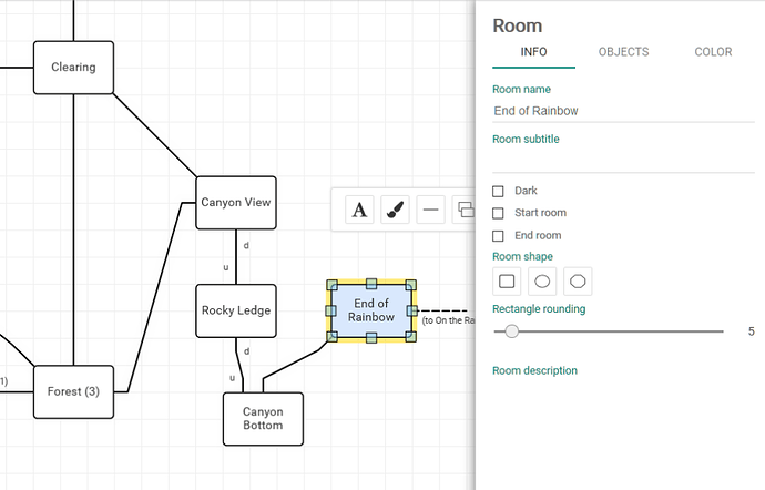 Editing room details in Trizbort.io